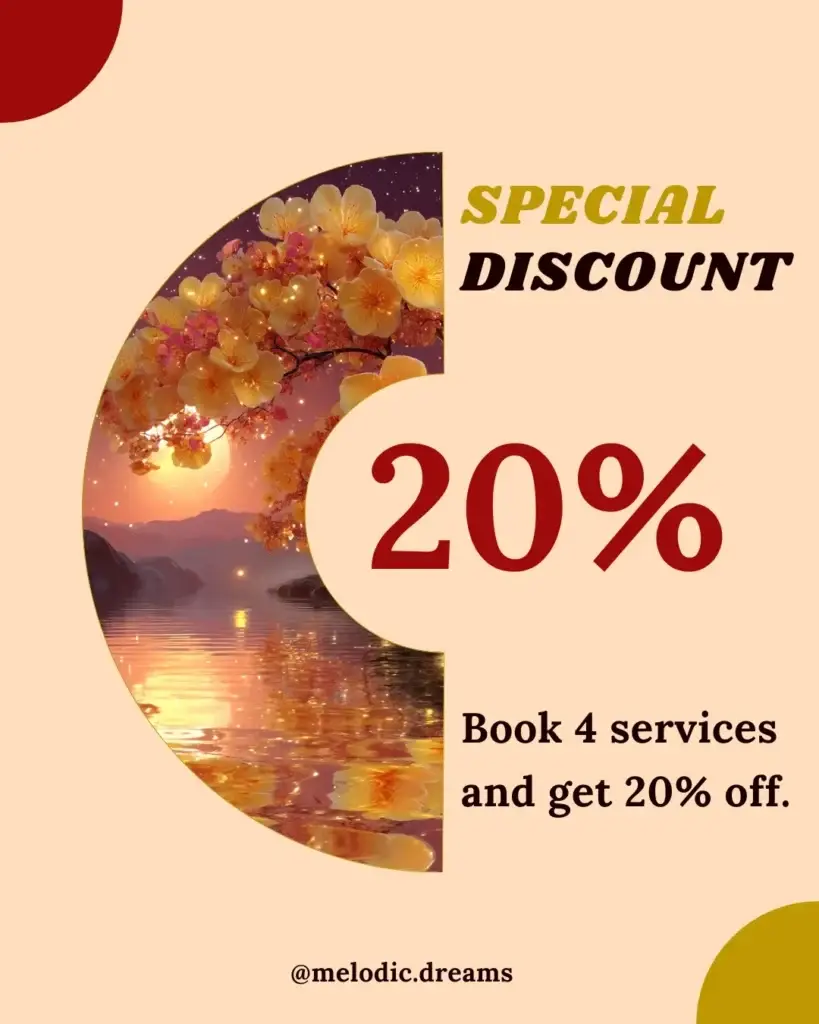 Services special discount melodic dreams 20% 4 services
